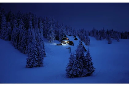 Raquettes à neige coucher du soleil - Exploregion